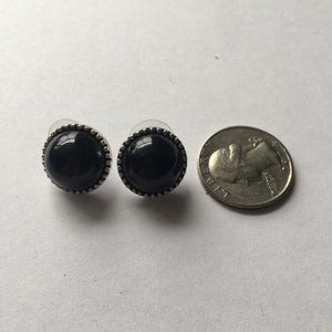 Round Black Stud Earrings